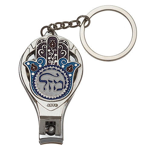 מחזיק מפתחות קוצץ עם חמסה "מזל" 6.5*3.6 ס"מ