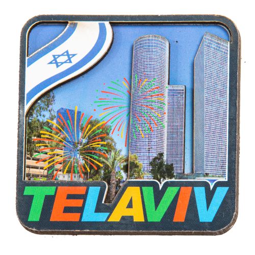 מגנט עץ "תל אביב" 8 ס"מ