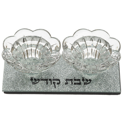 פמוטי זכוכית עם נצנצים 4X14X6 ס"מ