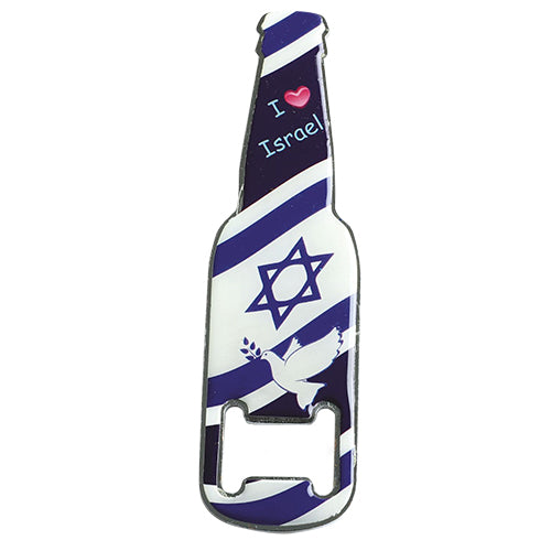 פותחן מגנט צורת בקבוק "דגל ישראל" 13 ס"מ