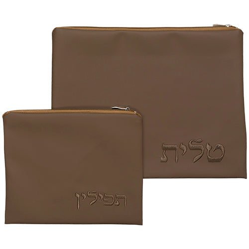 סט טלית תפילין מהודר דמוי עור עם ריקמה 29X37 ס"מ