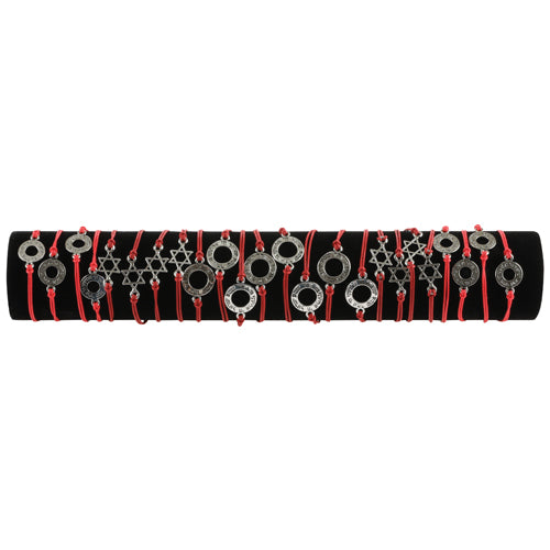 סט צמידים אדומים, דוגמאות שונות , 24 יחידות על שרוול שחור 59001